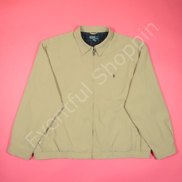 Vintage Polo Ralph Lauren Jacket Mens 2XB Beige Bi Swing Harrington Bomber Lined - Picture 2 of 8